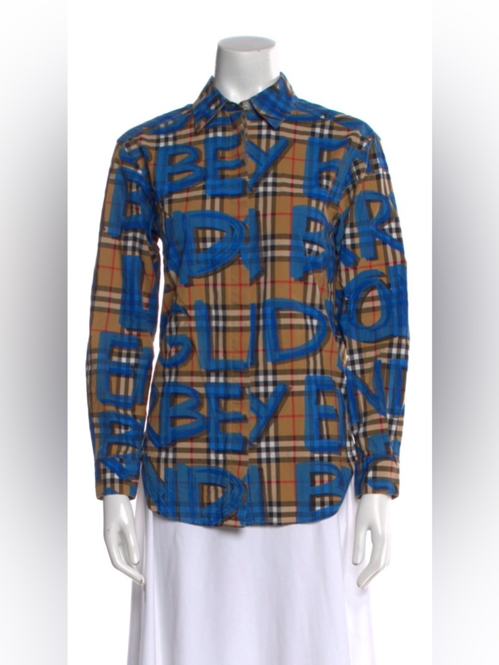 Burberry Printed Long Sleeve Button-Up Top